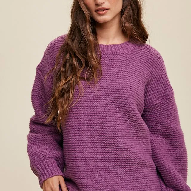Chunky Ribbed Knit Sweater - (LILSW0805 : DEWBERRY)