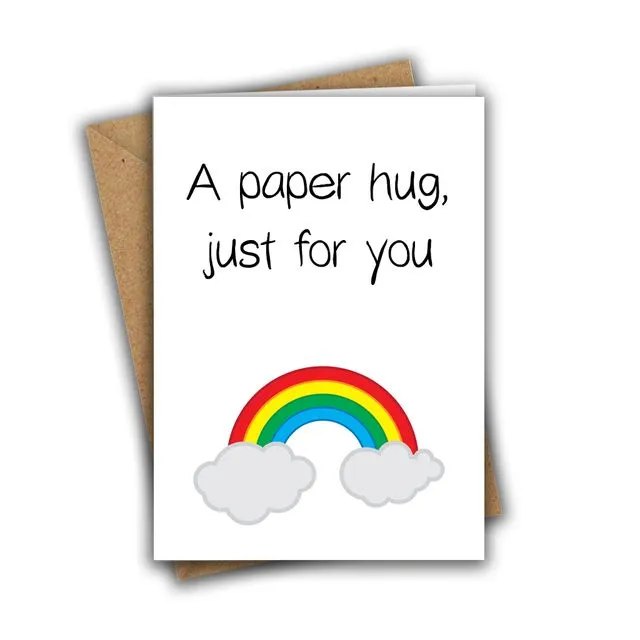 Blank Card A Paper Hug, Just For You Rainbow Greeting Card 003