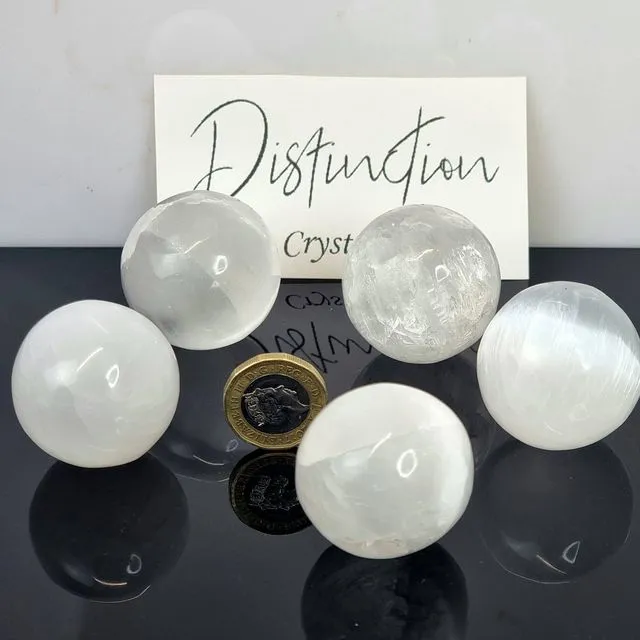 Small Selenite Crystal Sphere - 3 x small sphere