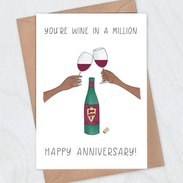 Wine in a Million Anniversary Card - Red