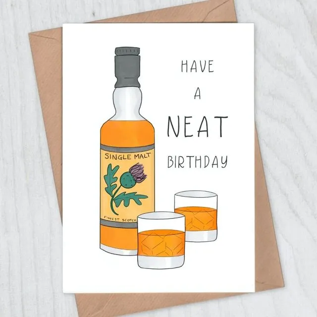 Neat Whisky Birthday Card