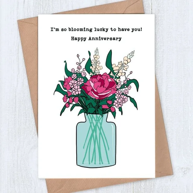 Vase of Flowers Anniversary Card