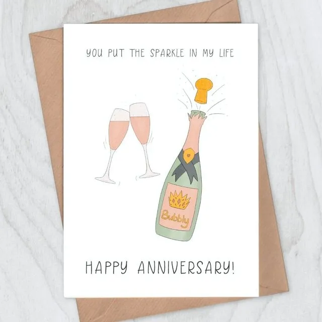 Champagne Sparkle Anniversary Card