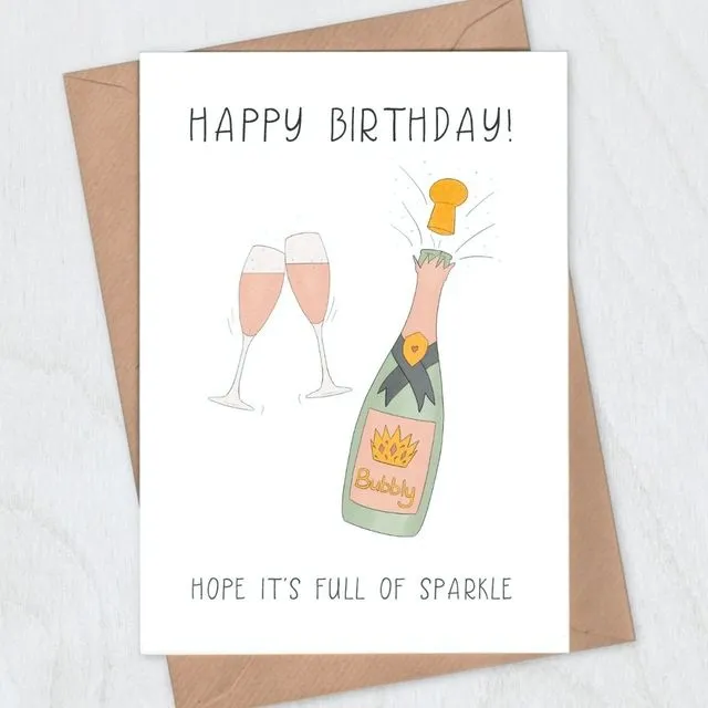 Champagne Sparkle Birthday Card