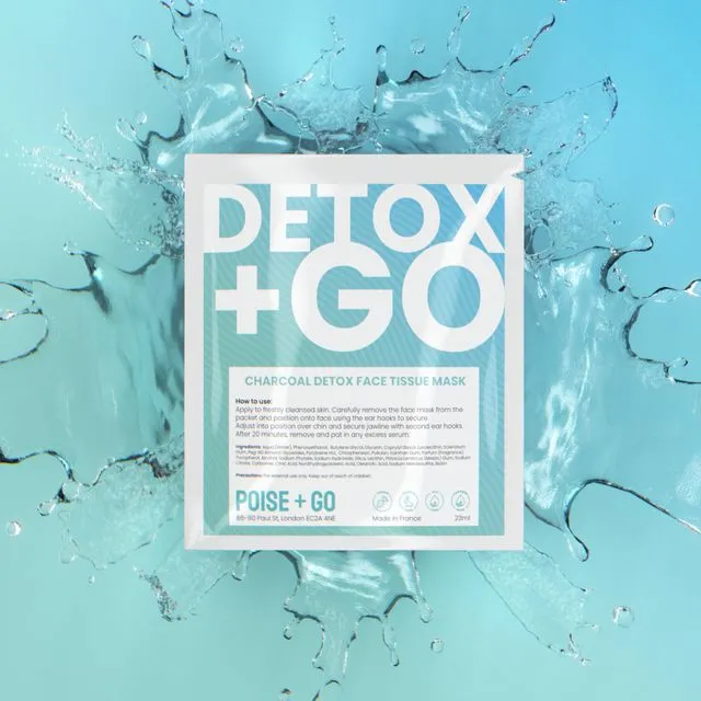 Detox + Go - Charcoal Face Mask, Purifying Face Sheet Mask
