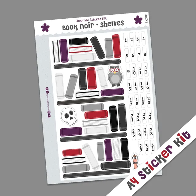 A4 Journal Sticker Kit - Bookshelves / True Crime Reading Tracker Stickers