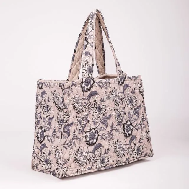 QUILTED TOTE BAG BEIGE