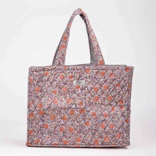 QUILTED TOTE BAG GREY