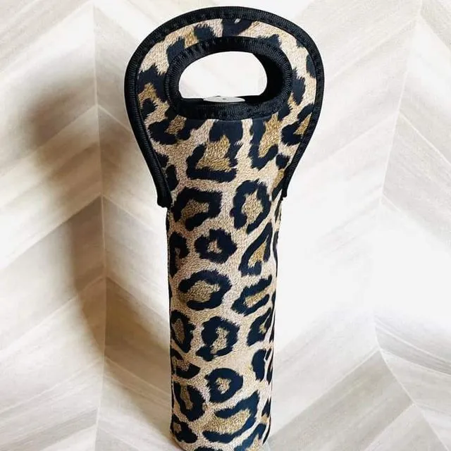 Leopard Wine Bottle Cooler with Handles