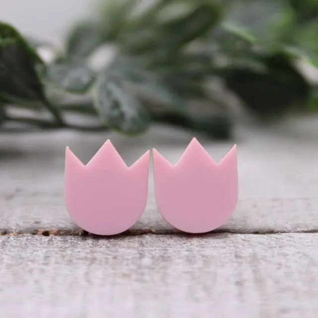 Pink Tulips || 13mm Stud Earrings || Hypoallergenic