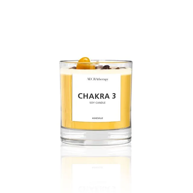 CHAKRA 3 SOY CANDLE WITH TIGER EYE GEMSTONES