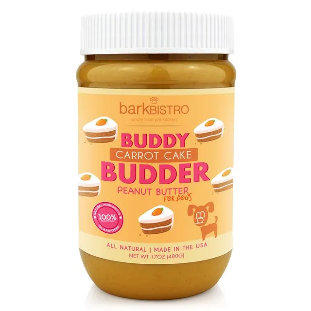 Dog Peanut Butter, Carrot Cake BUDDY BUDDER, 100% all natural dog peanut butter treat