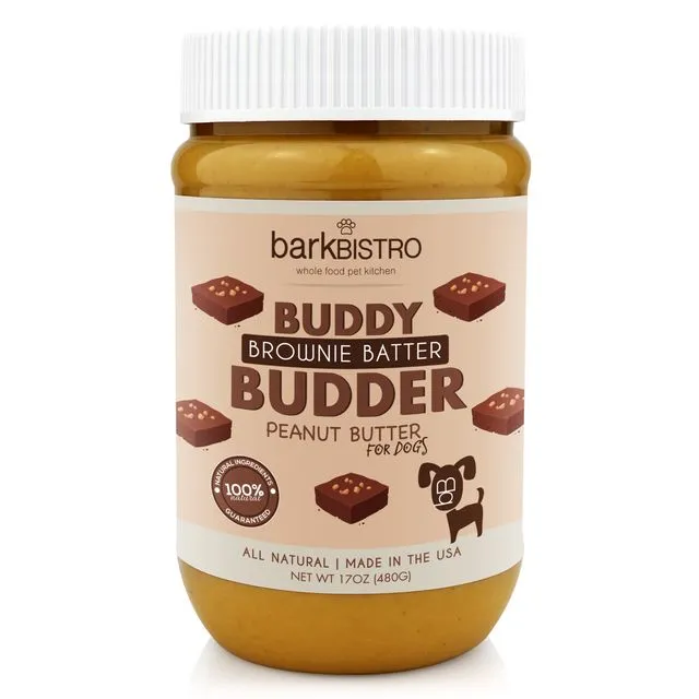 Dog Peanut Butter, Brownie Batter BUDDY BUDDER, 100% all natural peanut butter treats