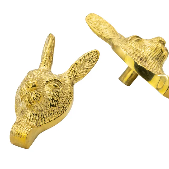 Brass Hare Drawer Cabinet Knob - Brass Finish