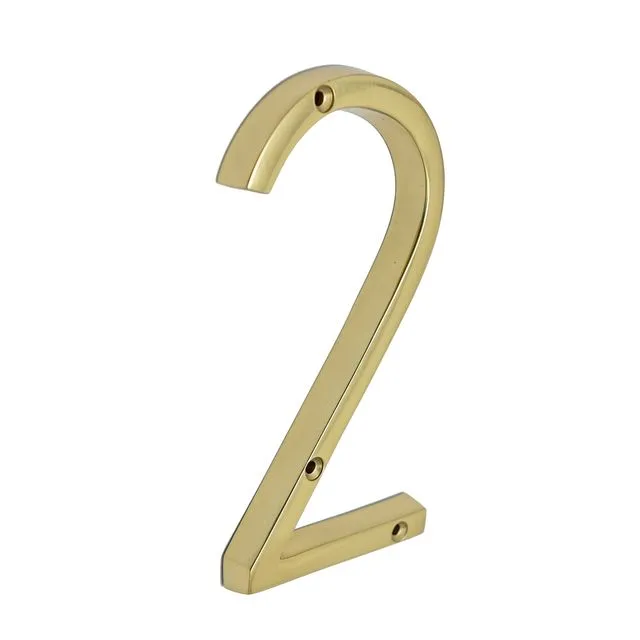 Brass bee Premium House Numbers in Brass Finish 0-9 - 5 Inch - Number 2