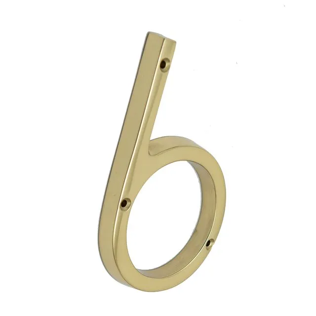 Brass bee Premium House Numbers in Brass Finish 0-9 - 5 Inch - Number 6