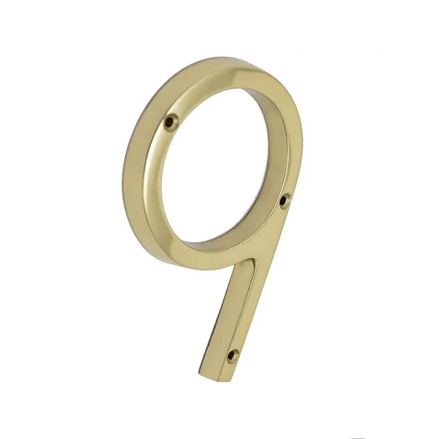 Brass bee Premium House Numbers in Brass Finish 0-9 - 5 Inch - Number 9