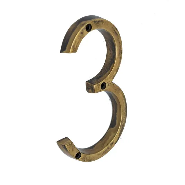 Brass bee Premium House Numbers in Heritage Finish 0-9 - 5 Inch - Number 3