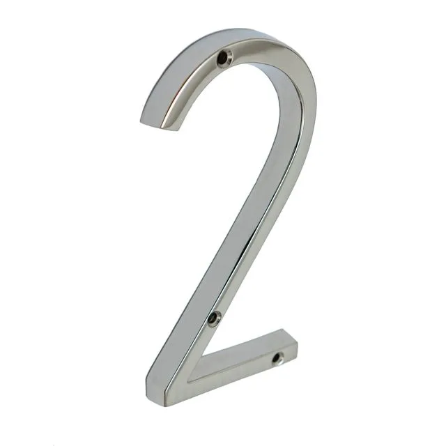 Brass bee Premium House Numbers in Nickel Finish 0-9 - 5 Inch - Number 2