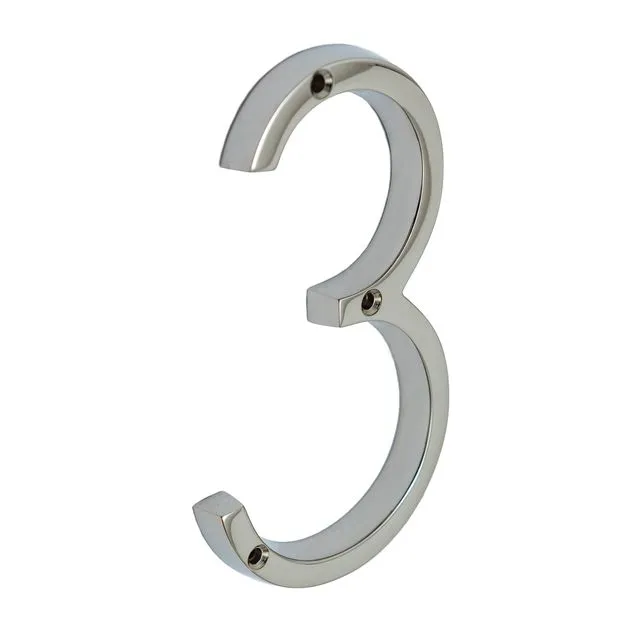 Brass bee Premium House Numbers in Nickel Finish 0-9 - 5 Inch - Number 3