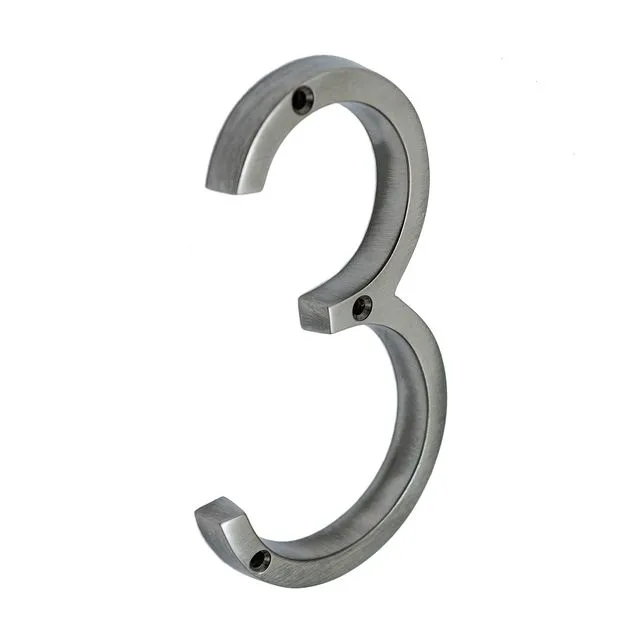 Brass bee Premium House Numbers in Pewter Finish 0-9 - 5 Inch - Number 3