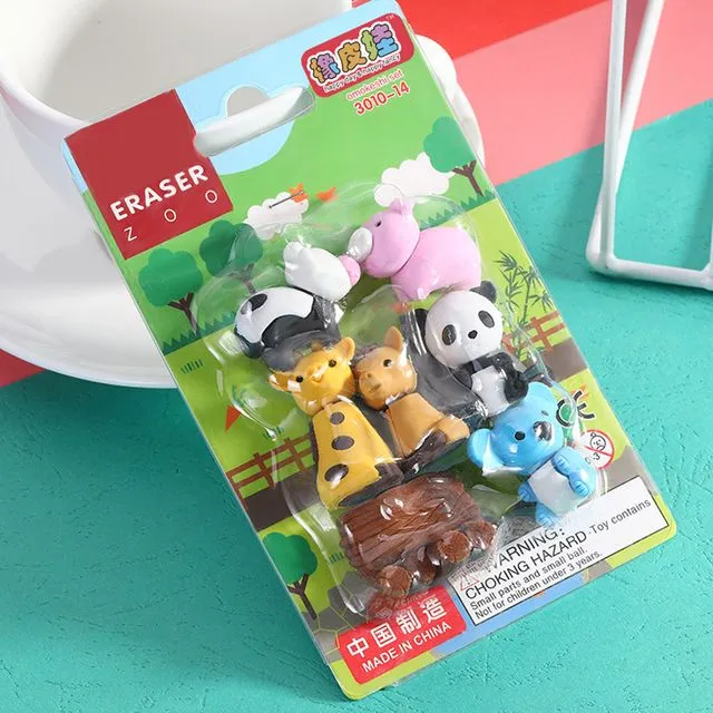 Animal Mix Style Eraser Set For Kids