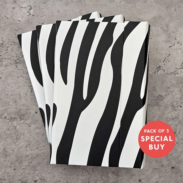Pack of 3 Zebra A6 Notebook | Casebound Hardback Ruled