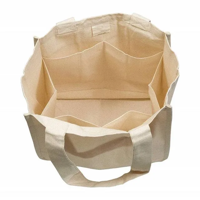 Reusable Organic Cotton Tote Mesh Bag w/6 Sleeves and Logo.