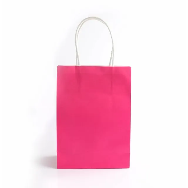 Hot Pink Paper Bag with Handles