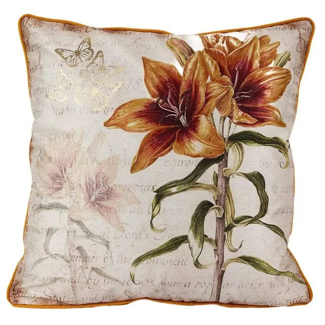 Dupion Silk Floral Print Cushion Cover, 16x16 Inch, Set of 2 - color17