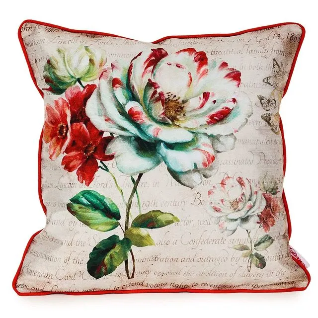 Dupion Silk Floral Print Cushion Cover, 16x16 Inch, Set of 2 - color18