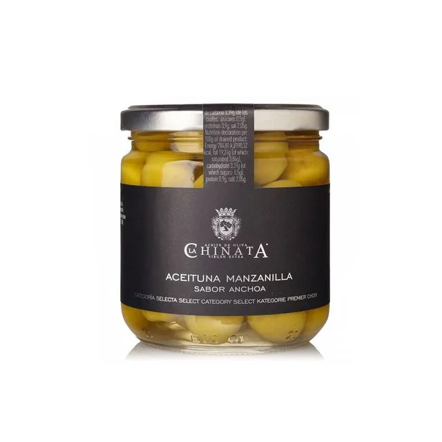 Manzanilla olives anchovy flavor-La Chinata - 350 gr jar