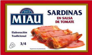 SARDINES IN TOMATO SAUCE 3/4 PIECES - PACK 24 units