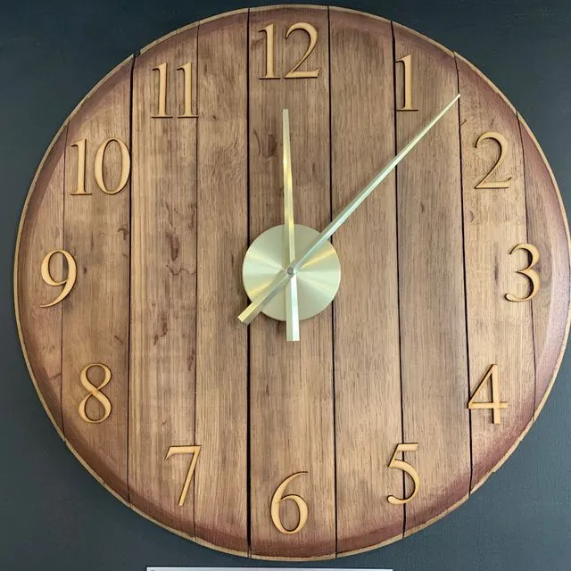 Whiskey Barrel Clock - Brushed Gold