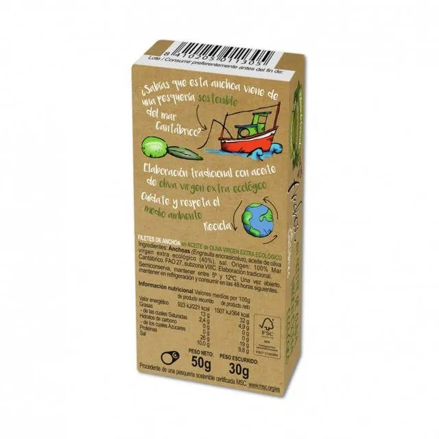 ORGANIC EVOO ANCHOVIES 50G - 10 CANS