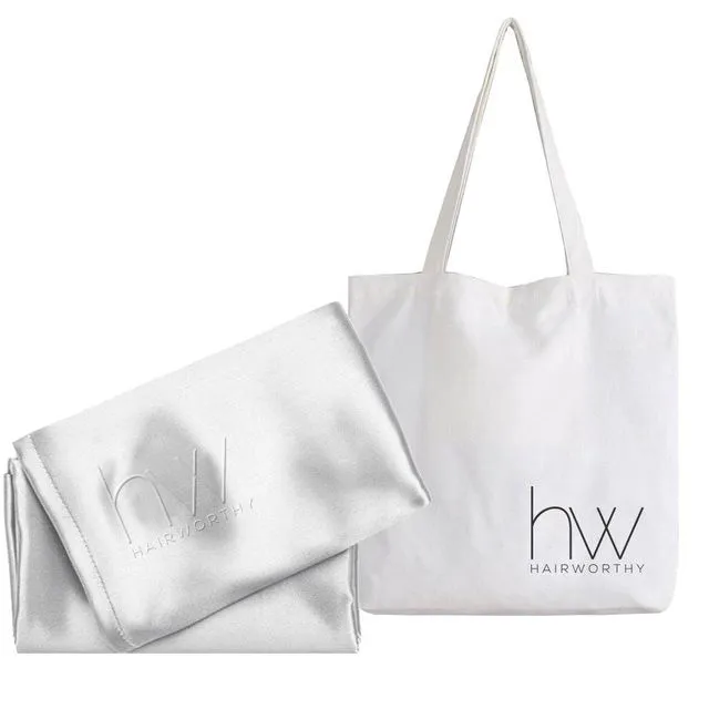 Hairembrace silk pillowcase - 1-pack with logo & canvas tote