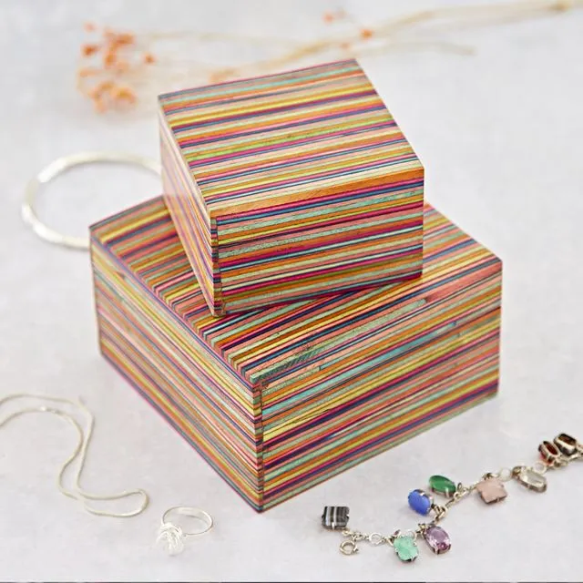 Multicoloured Papri Wood Trinket Box