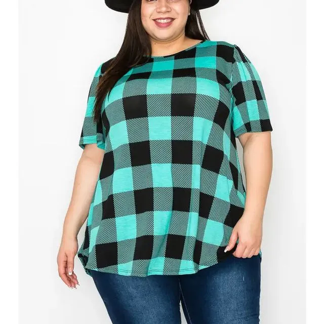 Plus Size Wide Sleeves Print Tunic Top - MINT