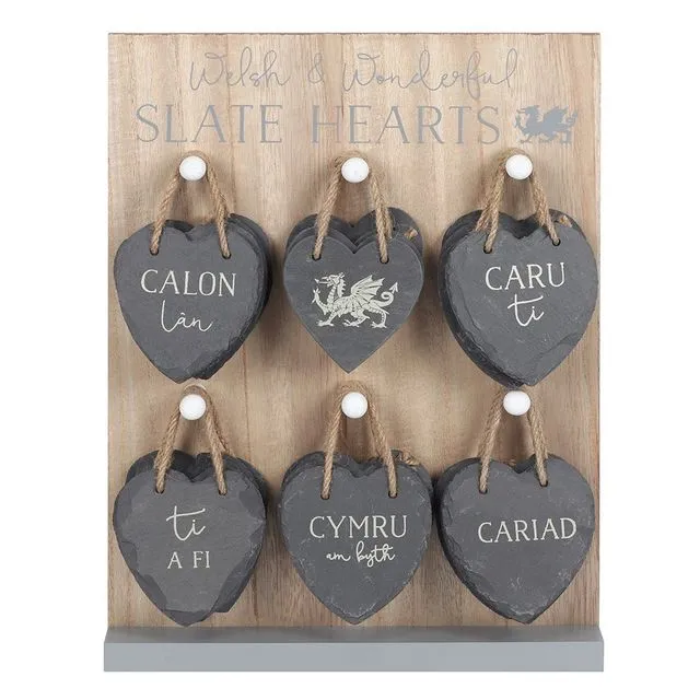 Small Welsh Slate Hanging Heart - Pack of 24