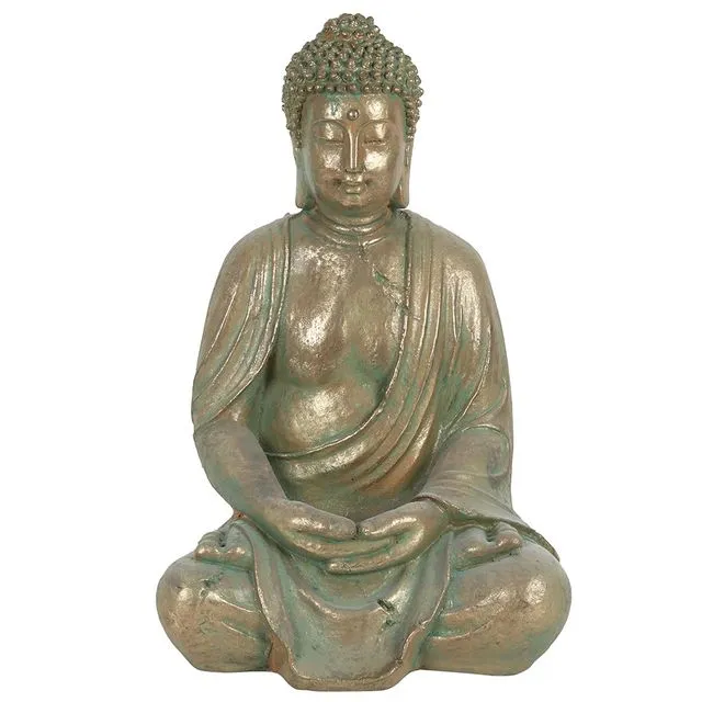 Verdigris Effect 38cm Sitting Garden Buddha