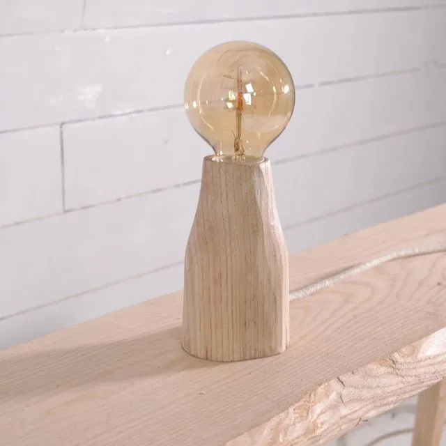 Edison-type wooden table lamp, hand-cut