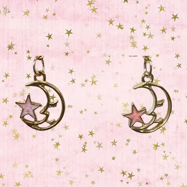 Rose Gold and Pink Moon Earrings