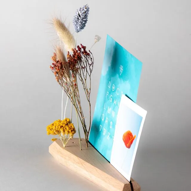 Card holder, photos with dried flowers in French oak