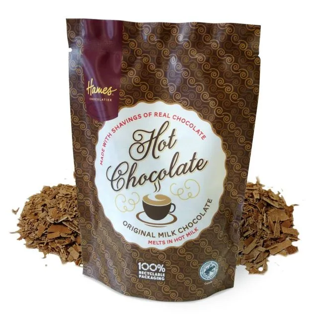Hames Real Hot Chocolate Pouches - Milk 115g Outer of 9