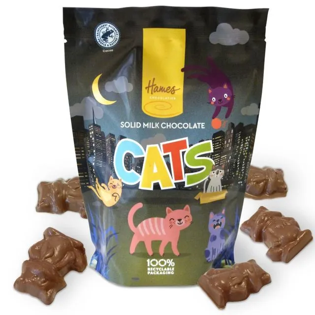 Hames Solid Milk Chocolate Shaped Cats 100g Outer of 9