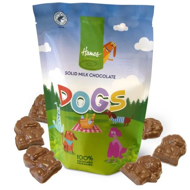 Hames Solid Milk Chocolate Shaped Dogs 100g Outer of 9