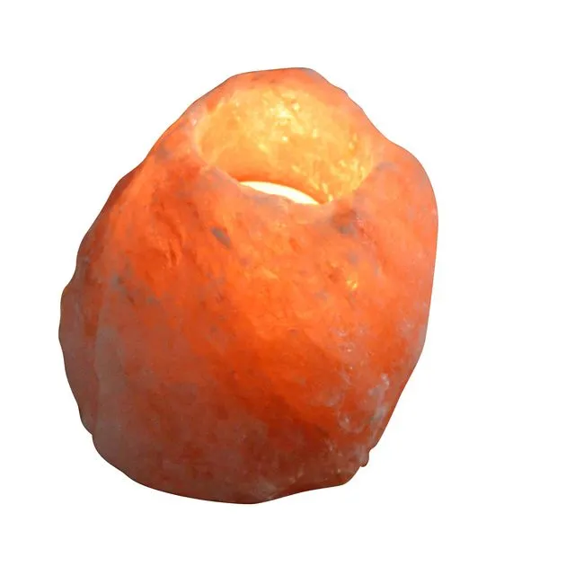 Bougeoir en Cristal de Sel d'Himalaya - Rock 1kg - Sculpté à la Main - Forme Naturelle - Idée Cadeau