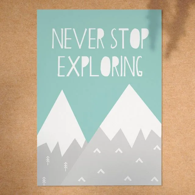 Never Stop Exploring - A4 Print