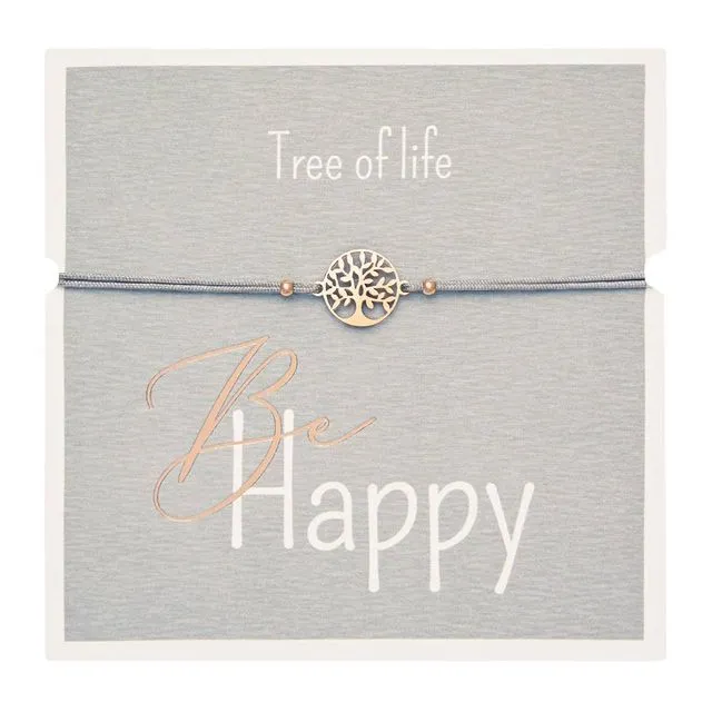 Bracelet - "Be Happy" - rose gold - tree of life