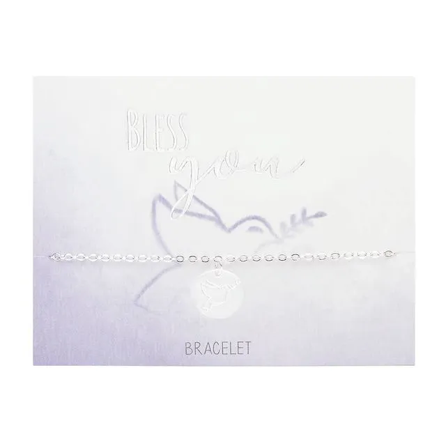 Bracelet - "Bless you" - silver pl. - dove